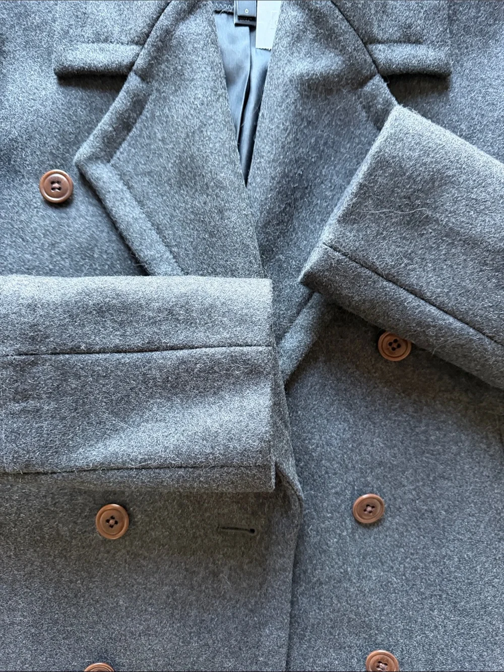 J. Crew Melton Double-Breasted Wool Peacoat - Charcoal Gray size 0 NWT - Picture 4 of 10